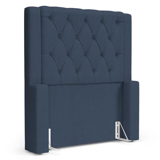 Imagem de Cabeceira Atena Para Cama Box Solteiro 90cm Capitonê com Frame Linho Azul - Desk Design