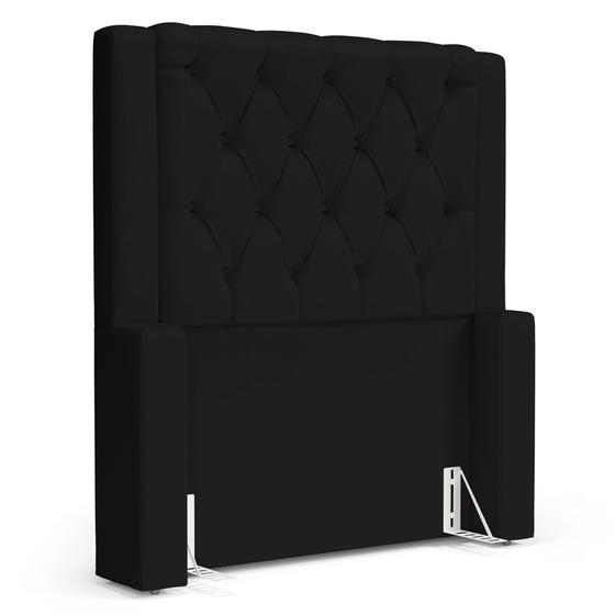 Imagem de Cabeceira Atena Para Cama Box Solteiro 90cm Capitonê com Frame Suede Preto - Desk Design