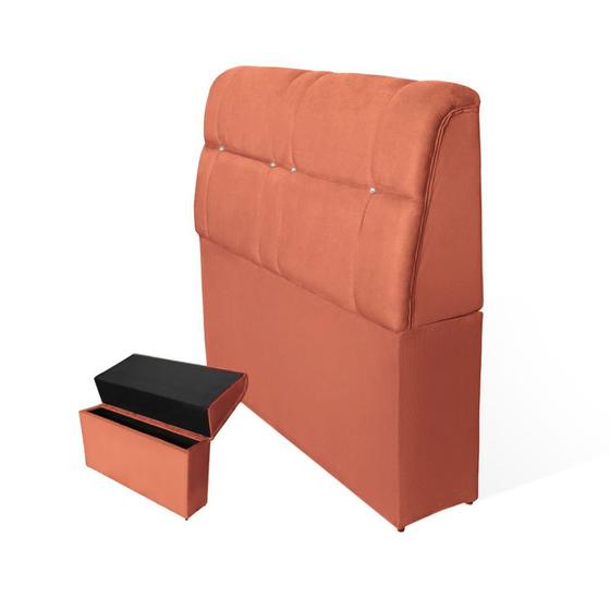 Imagem de Cabeceira Baú Imperatriz Cama Box King 195 cm Suede Coral - DL Decor