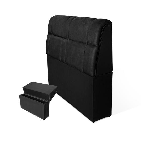 Imagem de Cabeceira Baú Imperatriz Cama Box Queen 160 cm Suede Preto - DL Decor