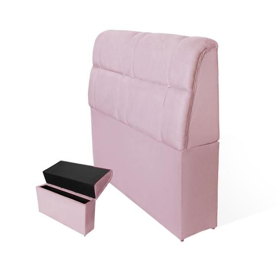 Imagem de Cabeceira Baú Imperatriz Cama Box Solteiro 100 cm Suede Rosa Bebe - LM DECOR