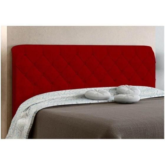 Imagem de Cabeceira Box Casal 140cm Paris Amassado Vermelho
