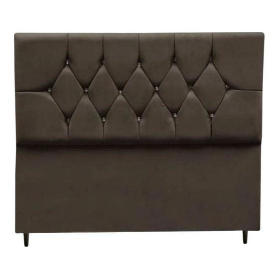 Imagem de Cabeceira Box Estofada Solteiro 90 cm Geovana Suede Marrom