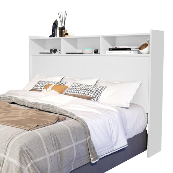 Imagem de Cabeceira Box Para Colchão Queen 1,60mt Melissa Com Nicho e Prateleiras Design Compacto e Moderno