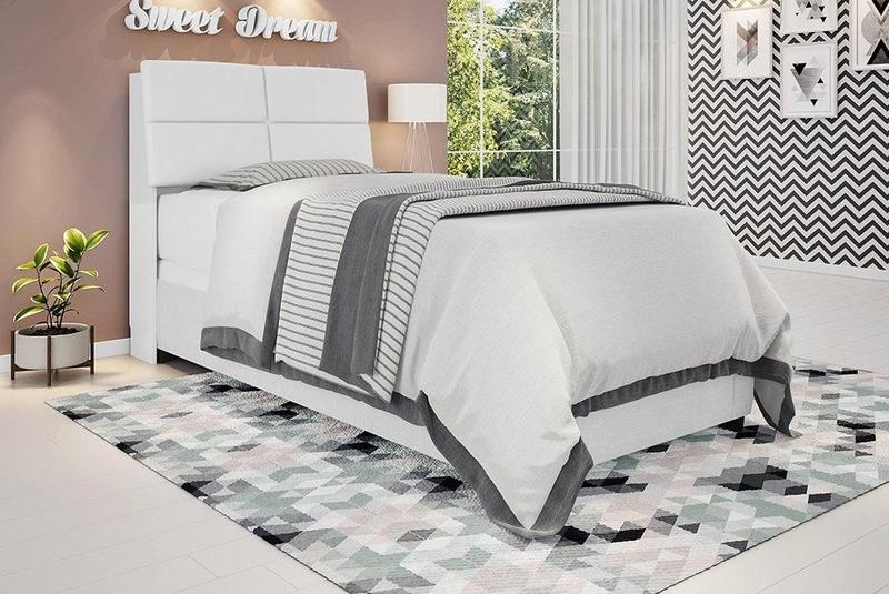 Imagem de Cabeceira box Solteiro 0,88 Isis Branco com Painel Class Branco - Framar Móveis
