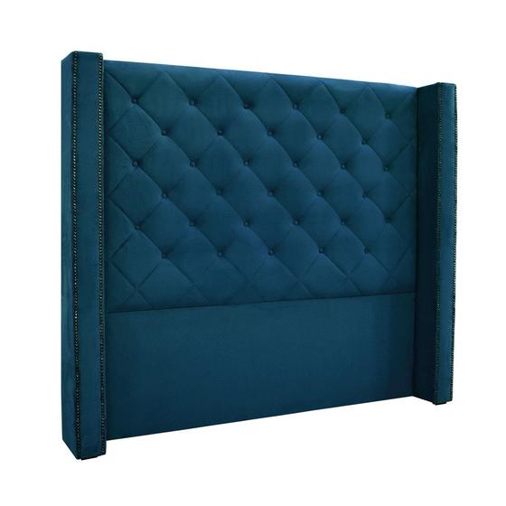 Imagem de Cabeceira Cama Box Casal 140 cm Vicenza Veludo Azul Marinho S04 - D'Rossi