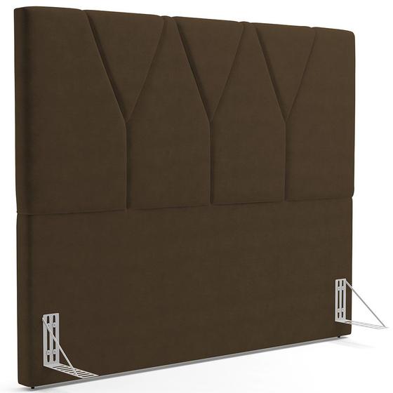 Imagem de Cabeceira Cama Box Casal 140cm Aura Suede W01 Marrom - Mpozenato