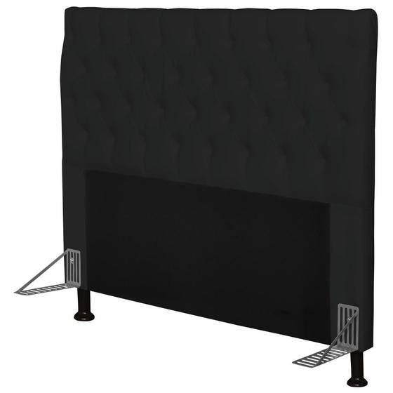 Imagem de Cabeceira Cama Box Casal 140cm Cristal material sintético Preto - JS Móveis