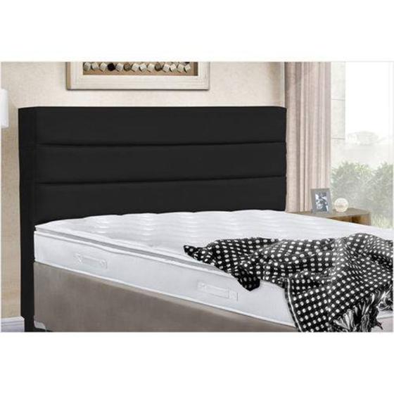 Imagem de Cabeceira Cama Box Casal 140cm Turim Suede Preto - Havai