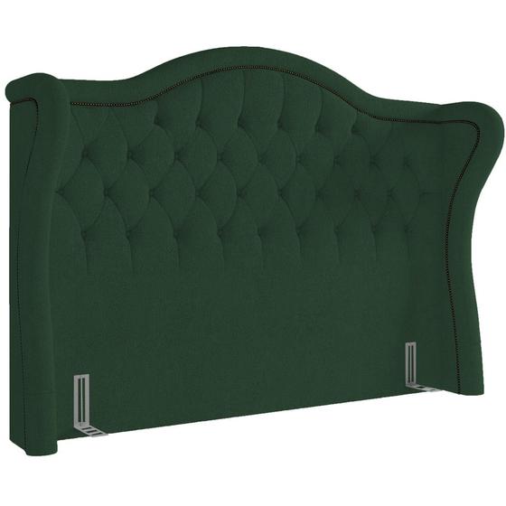 Imagem de Cabeceira Cama Box Casal 195 cm P05 Lisboa Bouclê Verde - Lyam Decor