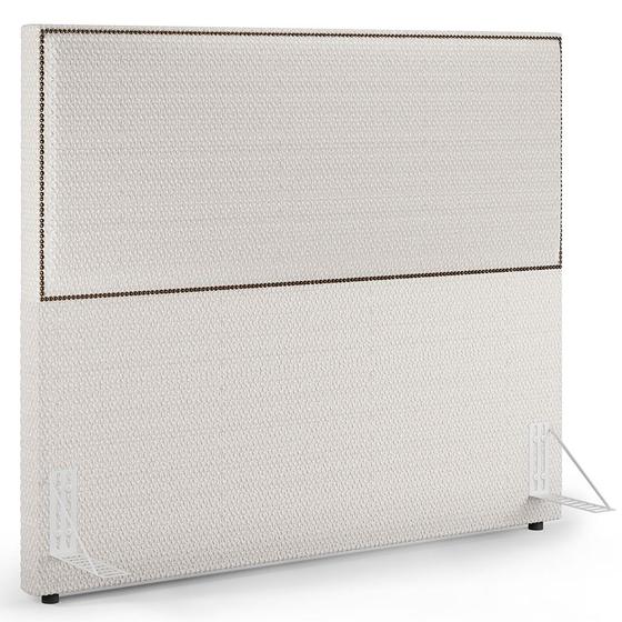 Imagem de Cabeceira Cama Box Casal Com Tachas 140 cm Vicenza L02 Bouclê Cru - Lyam Decor