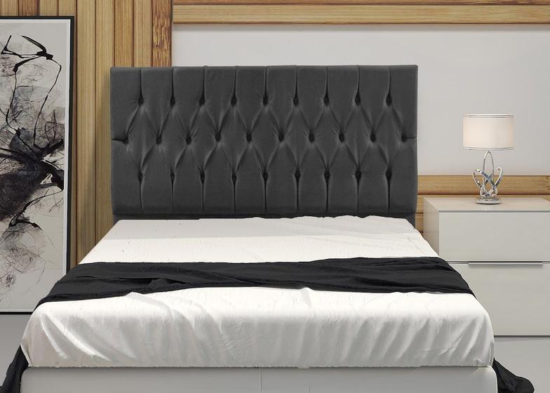 Imagem de Cabeceira Cama Box Casal Estofada Espanha 140 Cm Suede Cinza