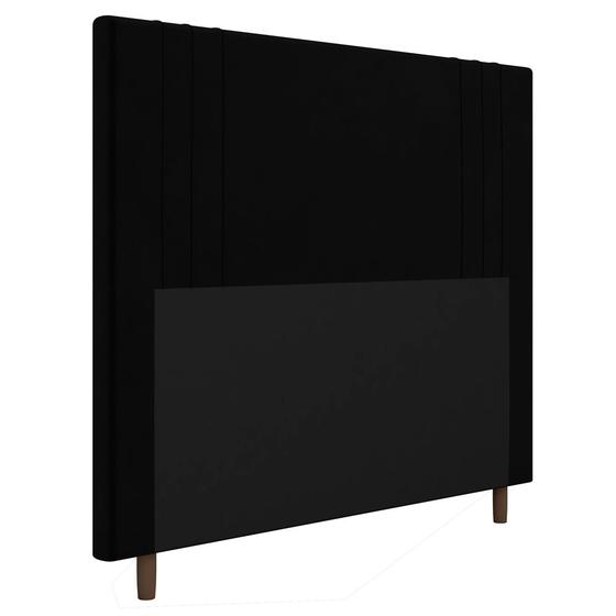 Imagem de Cabeceira Cama Box Casal Ferrara 140cm Suede Preto - Abmaza