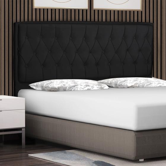 Imagem de Cabeceira Cama Box Casal Jadi 140 Cm Suede Preto