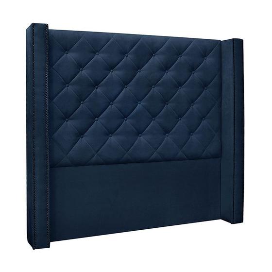 Imagem de Cabeceira Cama Box Casal King 195cm Vicenza Suede Azul Marinho - Sheep Estofados