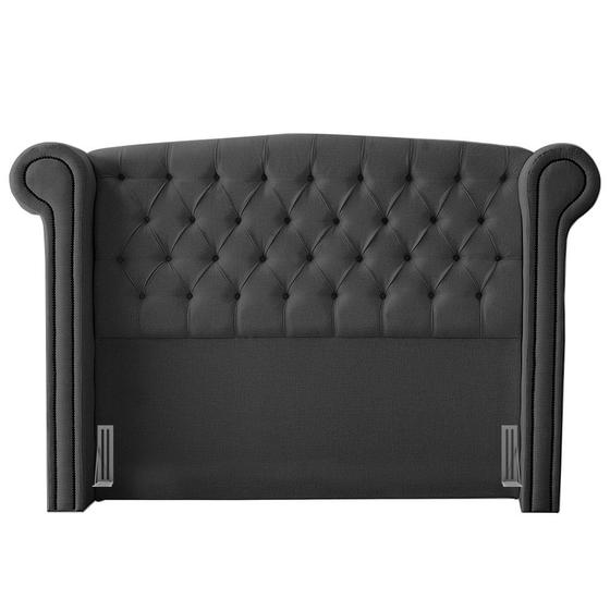 Imagem de Cabeceira Cama Box Casal King Size Adelle 195cm Com Frame Suede Cinza - Desk Design