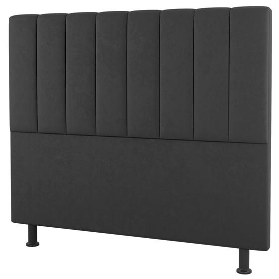 Imagem de Cabeceira Cama Box Casal King Size Cora 195cm Suede Cinza Escuro - Desk Design