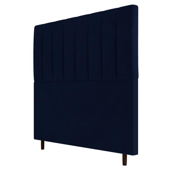 Imagem de Cabeceira Cama Box Casal King Size Itália 193cm Veludo Azul Marinho - Desk Design