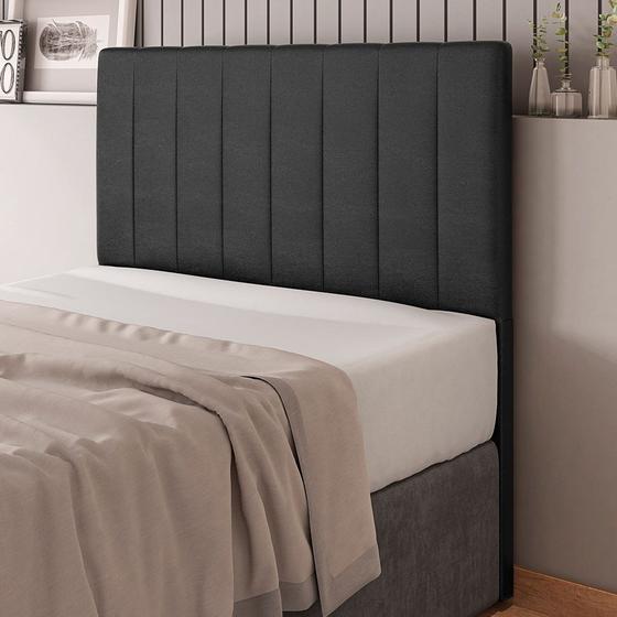 Imagem de Cabeceira Cama Box Casal King Size Ivana 193cm Sintético Preto - Abmaza