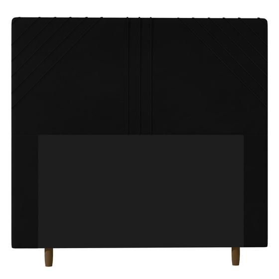 Imagem de Cabeceira Cama Box Casal King Size Lisboa 195cm Suede Preto - Desk Design