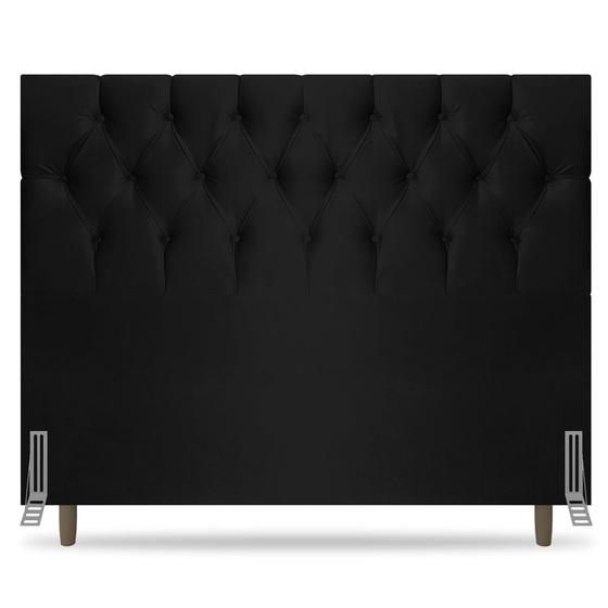 Imagem de Cabeceira Cama Box Casal King Size Madrid 195cm Suede Preto - Abmaza