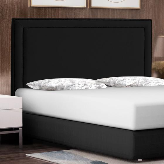 Imagem de Cabeceira Cama Box Casal King Size Maísa 195cm Com Frame Suede Preto - Abmaza