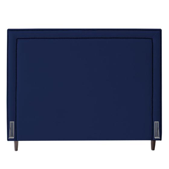 Imagem de Cabeceira Cama Box Casal King Size Maísa 195cm Com Frame Veludo Azul Escuro - Desk Design