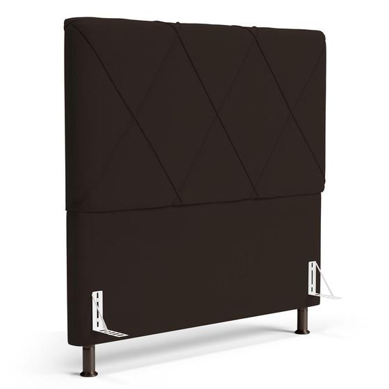 Imagem de Cabeceira Cama Box Casal King Size Mel 195cm com Frame Sintético Marrom - Desk Design