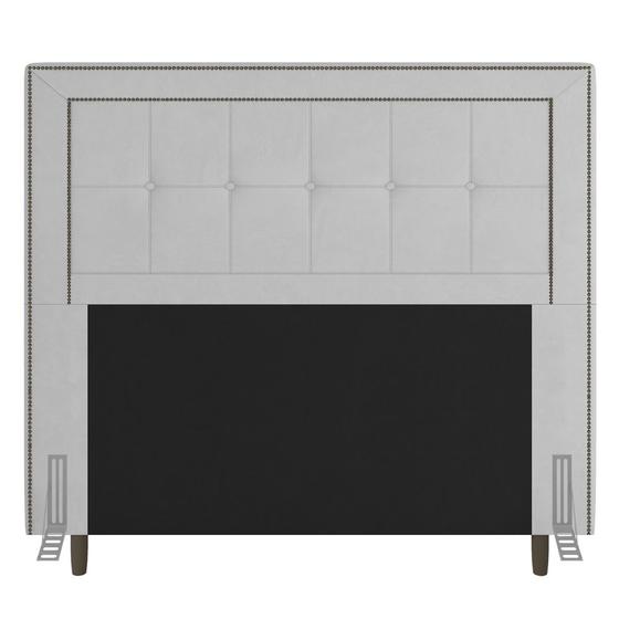 Imagem de Cabeceira Cama Box Casal Luxor 140cm com Tachas e Frame Corano Branco - Desk Design