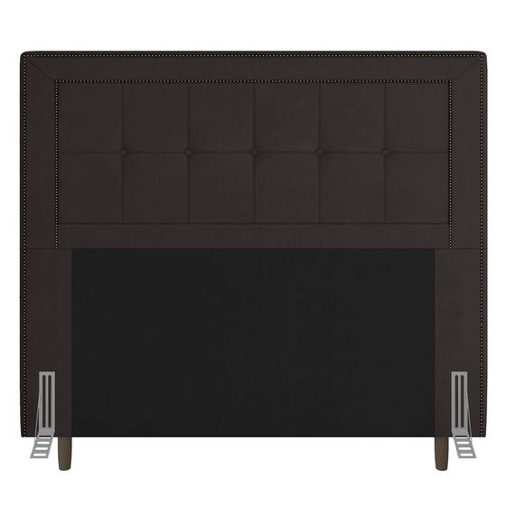 Imagem de Cabeceira Cama Box Casal Luxor 140cm com Tachas e Frame Corano Marrom - Abmaza