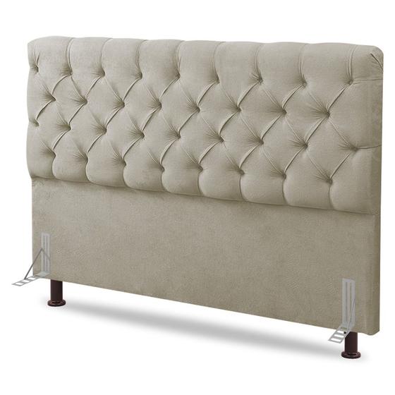 Imagem de Cabeceira Cama Box Casal Lylla 140cm Capitonê com Frame Sintético Bege - Abmaza