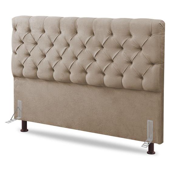 Imagem de Cabeceira Cama Box Casal Lylla 140cm Capitonê com Frame Suede Bege - Abmaza