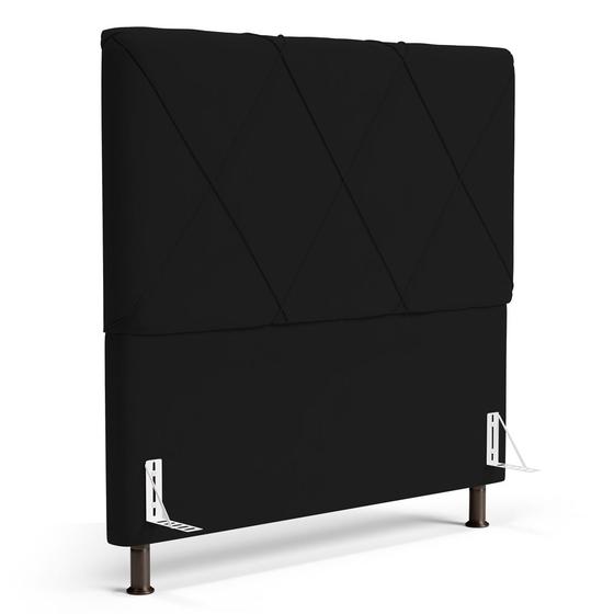 Imagem de Cabeceira Cama Box Casal Mel 140cm com Frame Suede Preto - Desk Design