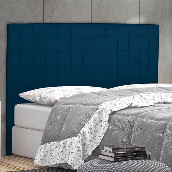 Imagem de Cabeceira Cama Box Casal Paris Slim 140 Cm Suede Azul Marinho  - MV Estofados