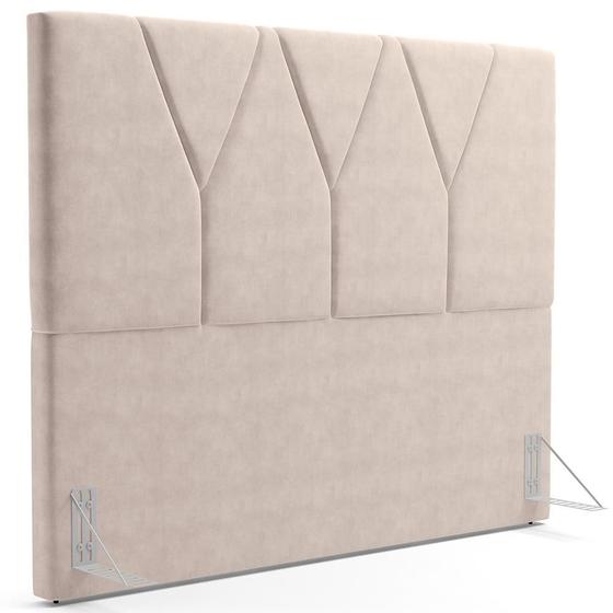 Imagem de Cabeceira Cama Box Casal Queen 160 cm Aurora W01 Suede Bege - Lyam Decor