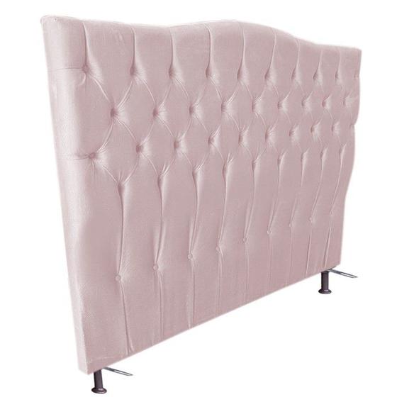 Imagem de Cabeceira Cama Box Casal Queen 160cm Capitonê Sofia Suede Rosa - Sheep Estofados