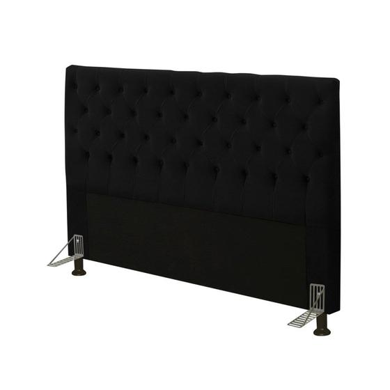 Imagem de Cabeceira Cama Box Casal Queen 160cm Cristal Veludo Preto - JS Móveis