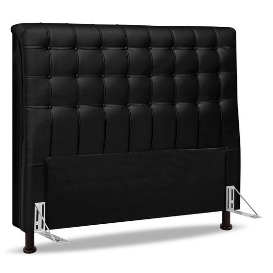 Imagem de Cabeceira Cama Box Casal Queen Size Ciara 160cm Botonê com Frame Sintético Preto - Desk Design