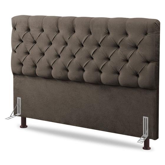 Imagem de Cabeceira Cama Box Casal Queen Size Lylla 160cm Capitonê com Frame Linho Cacau - Abmaza