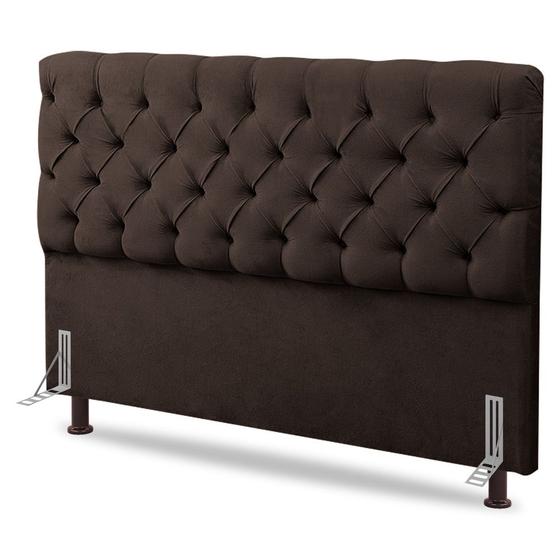 Imagem de Cabeceira Cama Box Casal Queen Size Lylla 160cm Capitonê com Frame Suede Marrom - Abmaza