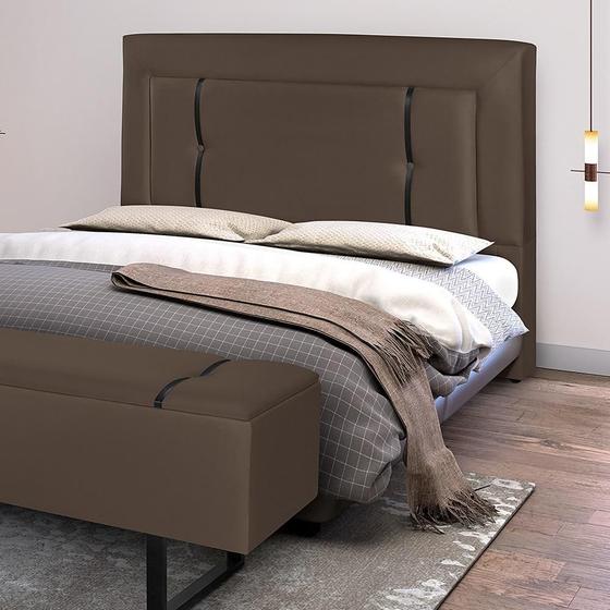 Imagem de Cabeceira Cama Box Elegance Estofada Queen 160cm Suede