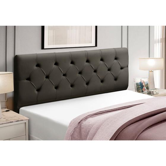 Imagem de Cabeceira Cama Box Estofada Madeira Queen Size Realeza