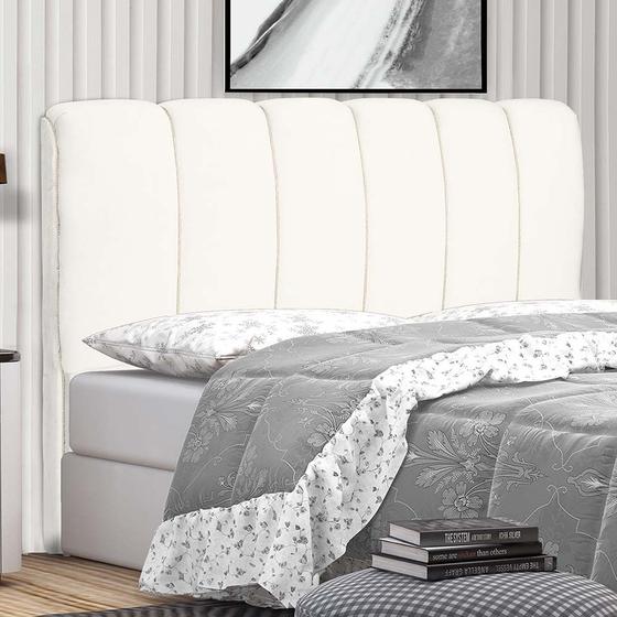 Imagem de Cabeceira Cama Box King Berlim 195cm Sintetico Branco