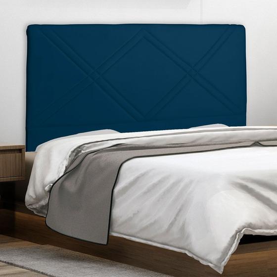 Imagem de Cabeceira Cama Box King Caribe 195 Cm Suede Azul Escuro