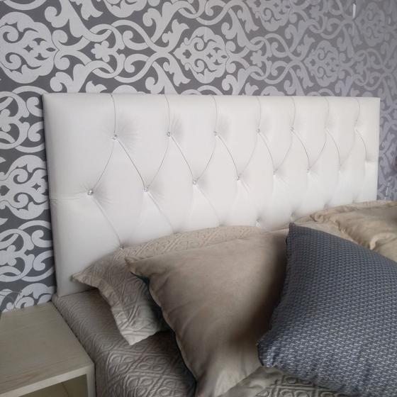 Imagem de Cabeceira Cama Box Luna Branco Com Strass Solteiro 90 x 60