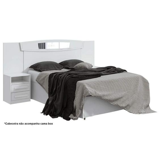 Imagem de Cabeceira Cama Box Madeirado Casal/Queen Novitá Bronze c/ 4 Gavetas Branco - Lopas