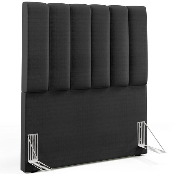 Imagem de Cabeceira Cama Box Painel Solteiro 100 Cm Dália W01 Facto Preto Metalizado - Lyam Decor