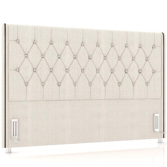 Imagem de Cabeceira Cama Box Queen 160cm Estofada Frizza P05 Linho Creme - Lyam Decor