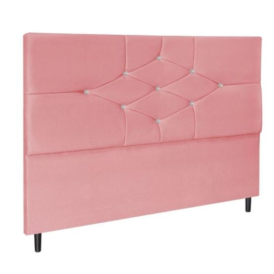 Imagem de Cabeceira  Cama Box Queen 160cm Virgínia Suede Rosa E Frame