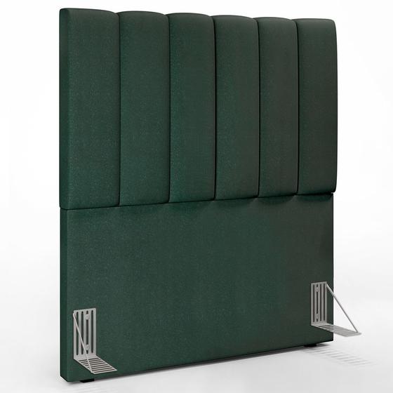 Imagem de Cabeceira Cama Box Solteiro 100 cm Dália W01 Linho Verde Musgo - Lyam Decor